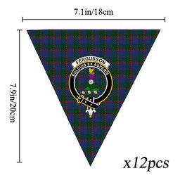 ScotsTee Shop Scottish Ferguson 1819 Crest Tartan Triangle Flags Tartan Bunting, Pennants (12pcs)