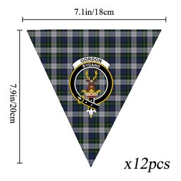 ScotsTee Shop Scottish Gordon Dress Original Crest Tartan Triangle Flags Tartan Bunting, Pennants (12pcs)