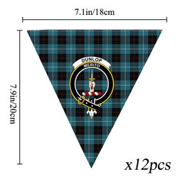 ScotsTee Shop Scottish Dunlop Ancient Crest Tartan Triangle Flags Tartan Bunting, Pennants (12pcs)