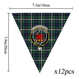 ScotsTee Shop Scottish Farquharson Dress Modern Crest Tartan Triangle Flags Tartan Bunting, Pennants (12pcs)