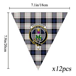 ScotsTee Shop Scottish Fergusson Dress Crest Tartan Triangle Flags Tartan Bunting, Pennants (12pcs)