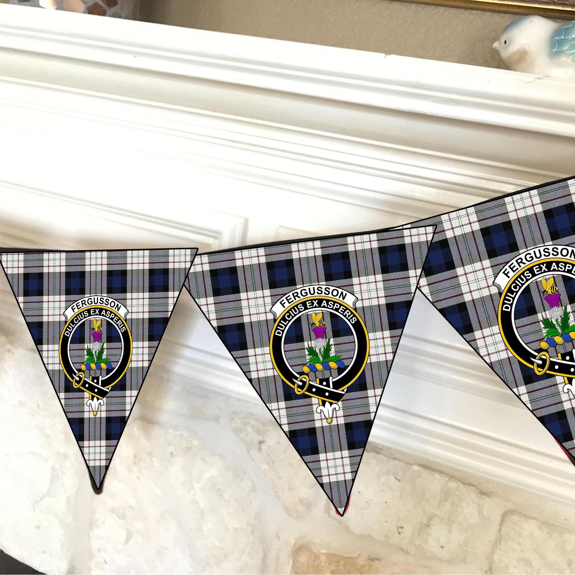 ScotsTee Shop Scottish Fergusson Dress Crest Tartan Triangle Flags Tartan Bunting, Pennants (12pcs)