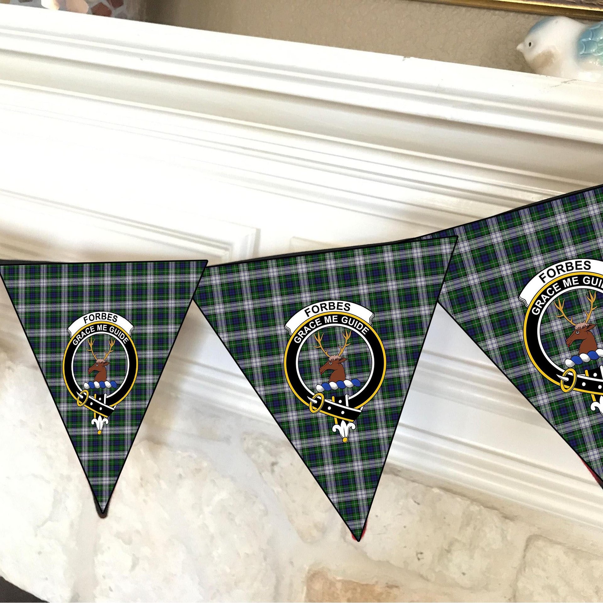 ScotsTee Shop Scottish Forbes Dress Crest Tartan Triangle Flags Tartan Bunting, Pennants (12pcs)