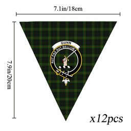 ScotsTee Shop Scottish Gunn Logan Crest Tartan Triangle Flags Tartan Bunting, Pennants (12pcs)