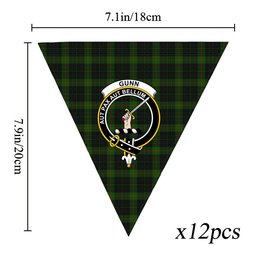ScotsTee Shop Scottish Gunn VS Crest Tartan Triangle Flags Tartan Bunting, Pennants (12pcs)