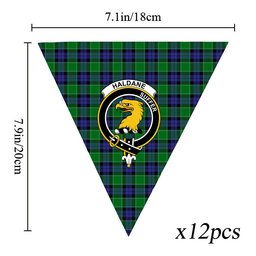 ScotsTee Shop Scottish Haldane Crest Tartan Triangle Flags Tartan Bunting, Pennants (12pcs)