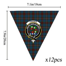 ScotsTee Shop Scottish Fraser Hunting Ancient Crest Tartan Triangle Flags Tartan Bunting, Pennants (12pcs)