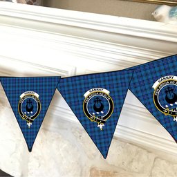 ScotsTee Shop Scottish Hannay Blue Modern Crest Tartan Triangle Flags Tartan Bunting, Pennants (12pcs)
