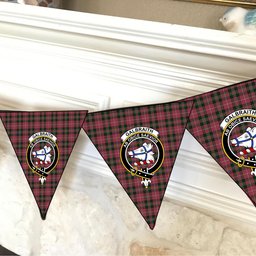 ScotsTee Shop Scottish Galbraith Maroon Ancient Crest Tartan Triangle Flags Tartan Bunting, Pennants (12pcs)