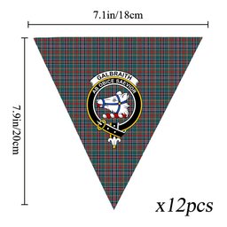 ScotsTee Shop Scottish Galbraith Old Modern Crest Tartan Triangle Flags Tartan Bunting, Pennants (12pcs)