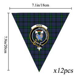 ScotsTee Shop Scottish Hope-Vere Weir Modern Crest Tartan Triangle Flags Tartan Bunting, Pennants (12pcs)