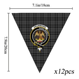 ScotsTee Shop Scottish Drummond Grey Crest Tartan Triangle Flags Tartan Bunting, Pennants (12pcs)