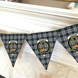 ScotsTee Shop Scottish Gordon Dress 3 Crest Tartan Triangle Flags Tartan Bunting, Pennants (12pcs)