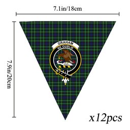 ScotsTee Shop Scottish Graham of Montrose Crest Tartan Triangle Flags Tartan Bunting, Pennants (12pcs)