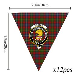ScotsTee Shop Scottish Foster Crest Tartan Triangle Flags Tartan Bunting, Pennants (12pcs)