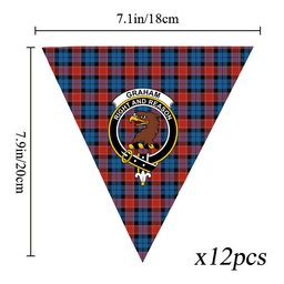 ScotsTee Shop Scottish Graham of Menteith Red Ancient Crest Tartan Triangle Flags Tartan Bunting, Pennants (12pcs)