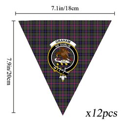 ScotsTee Shop Scottish Graham of Airth Modern Crest Tartan Triangle Flags Tartan Bunting, Pennants (12pcs)