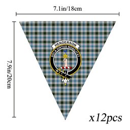 ScotsTee Shop Scottish Henderson Dress Crest Tartan Triangle Flags Tartan Bunting, Pennants (12pcs)