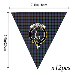 ScotsTee Shop Scottish Fletcher Modern Crest Tartan Triangle Flags Tartan Bunting, Pennants (12pcs)