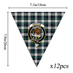 ScotsTee Shop Scottish Graham Dress Modern Crest Tartan Triangle Flags Tartan Bunting, Pennants (12pcs)