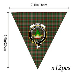 ScotsTee Shop Scottish Gayre Bodyguard 2 Crest Tartan Triangle Flags Tartan Bunting, Pennants (12pcs)