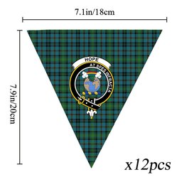 ScotsTee Shop Scottish Hope Vere Ancient Clan Crest Tartan Triangle Flags Tartan Bunting, Pennants (12pcs)