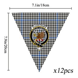 ScotsTee Shop Scottish Gladstanes Modern Crest Tartan Triangle Flags Tartan Bunting, Pennants (12pcs)