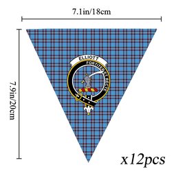 ScotsTee Shop Scottish Elliot Ancient Crest Tartan Triangle Flags Tartan Bunting, Pennants (12pcs)