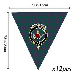 ScotsTee Shop Scottish Elphinstone Modern Crest Tartan Triangle Flags Tartan Bunting, Pennants (12pcs)
