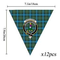 ScotsTee Shop Scottish Ferguson Ancient Crest Tartan Triangle Flags Tartan Bunting, Pennants (12pcs)