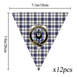 ScotsTee Shop Scottish Hannay SC Crest Tartan Triangle Flags Tartan Bunting, Pennants (12pcs)
