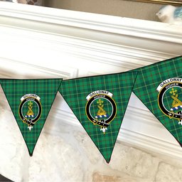 ScotsTee Shop Scottish Galloway Green Modern Crest Tartan Triangle Flags Tartan Bunting, Pennants (12pcs)