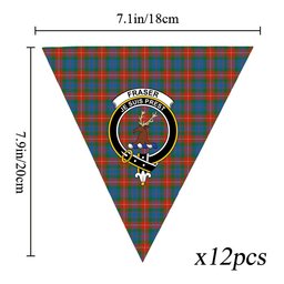 ScotsTee Shop Scottish Fraser of Lovat Ancient Crest Tartan Triangle Flags Tartan Bunting, Pennants (12pcs)