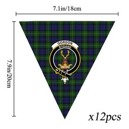 ScotsTee Shop Scottish Gordon Crest Tartan Triangle Flags Tartan Bunting, Pennants (12pcs)