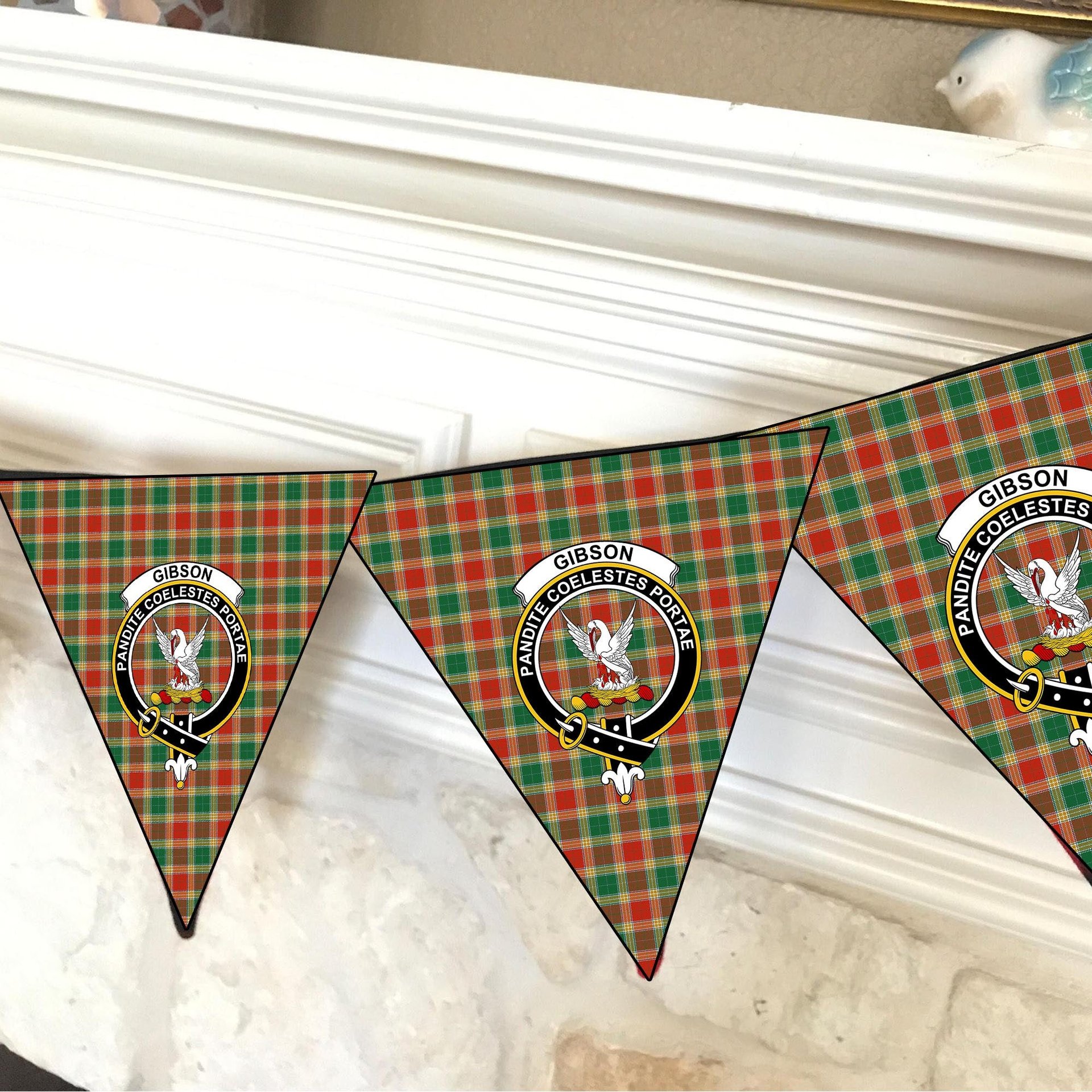 ScotsTee Shop Scottish Gibson Ancient Crest Tartan Triangle Flags Tartan Bunting, Pennants (12pcs)