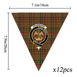 ScotsTee Shop Scottish Drummond of Strathallan Crest Tartan Triangle Flags Tartan Bunting, Pennants (12pcs)
