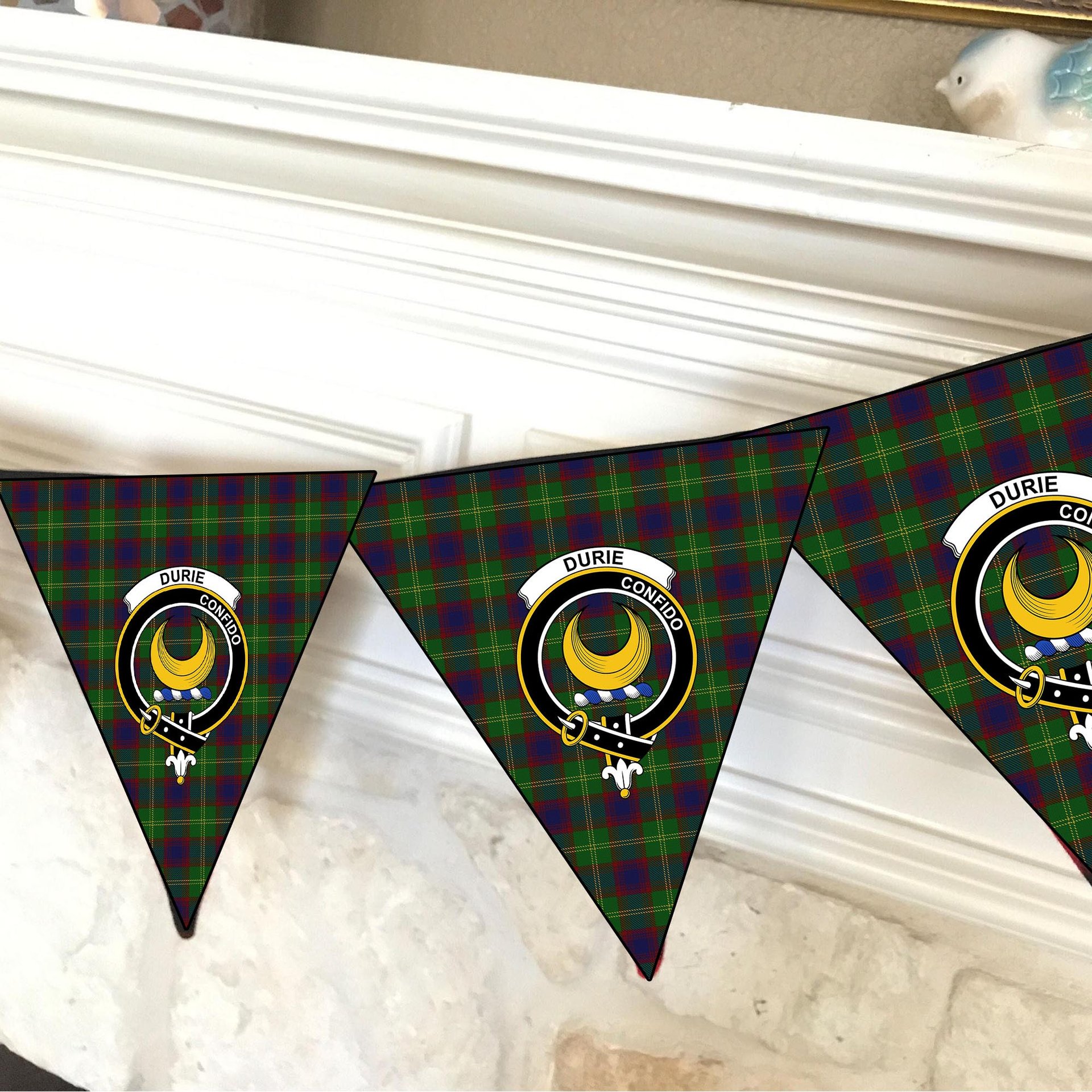 ScotsTee Shop Scottish Durie Crest Tartan Triangle Flags Tartan Bunting, Pennants (12pcs)