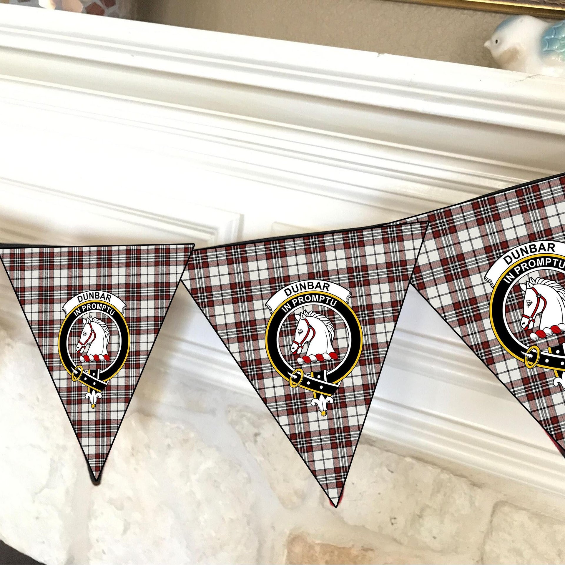 ScotsTee Shop Scottish Dunbar Plaid Ancient Crest Tartan Triangle Flags Tartan Bunting, Pennants (12pcs)