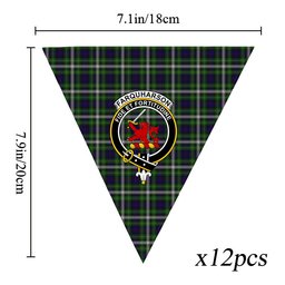 ScotsTee Shop Scottish Farquharson Dress Crest Tartan Triangle Flags Tartan Bunting, Pennants (12pcs)
