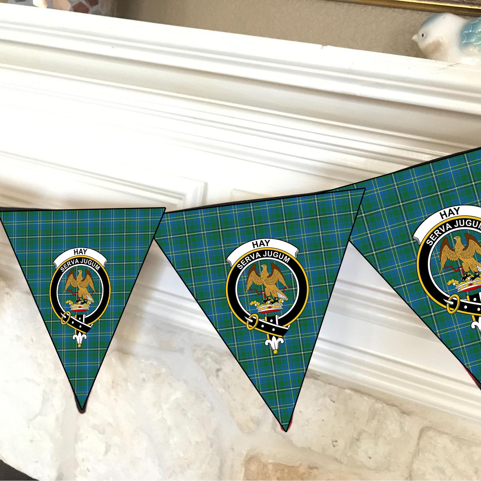 ScotsTee Shop Scottish Hay Hunting Modern Crest Tartan Triangle Flags Tartan Bunting, Pennants (12pcs)