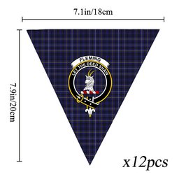 ScotsTee Shop Scottish Fleming Crest Tartan Triangle Flags Tartan Bunting, Pennants (12pcs)