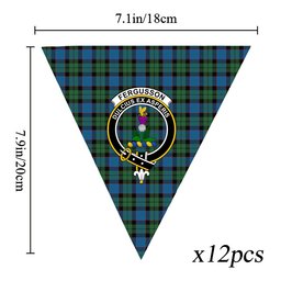 ScotsTee Shop Scottish Fergusson of Balquhidder Ancient Crest Tartan Triangle Flags Tartan Bunting, Pennants (12pcs)