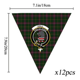 ScotsTee Shop Scottish Hall from Springbrook and Newtown Crest Tartan Triangle Flags Tartan Bunting, Pennants (12pcs)