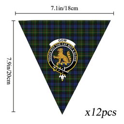 ScotsTee Shop Scottish Gow Hunting 2 Crest Tartan Triangle Flags Tartan Bunting, Pennants (12pcs)