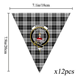 ScotsTee Shop Scottish Erskine Black and White Crest Tartan Triangle Flags Tartan Bunting, Pennants (12pcs)