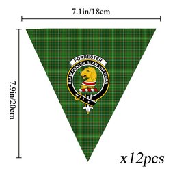 ScotsTee Shop Scottish Forrester Hunting Crest Tartan Triangle Flags Tartan Bunting, Pennants (12pcs)