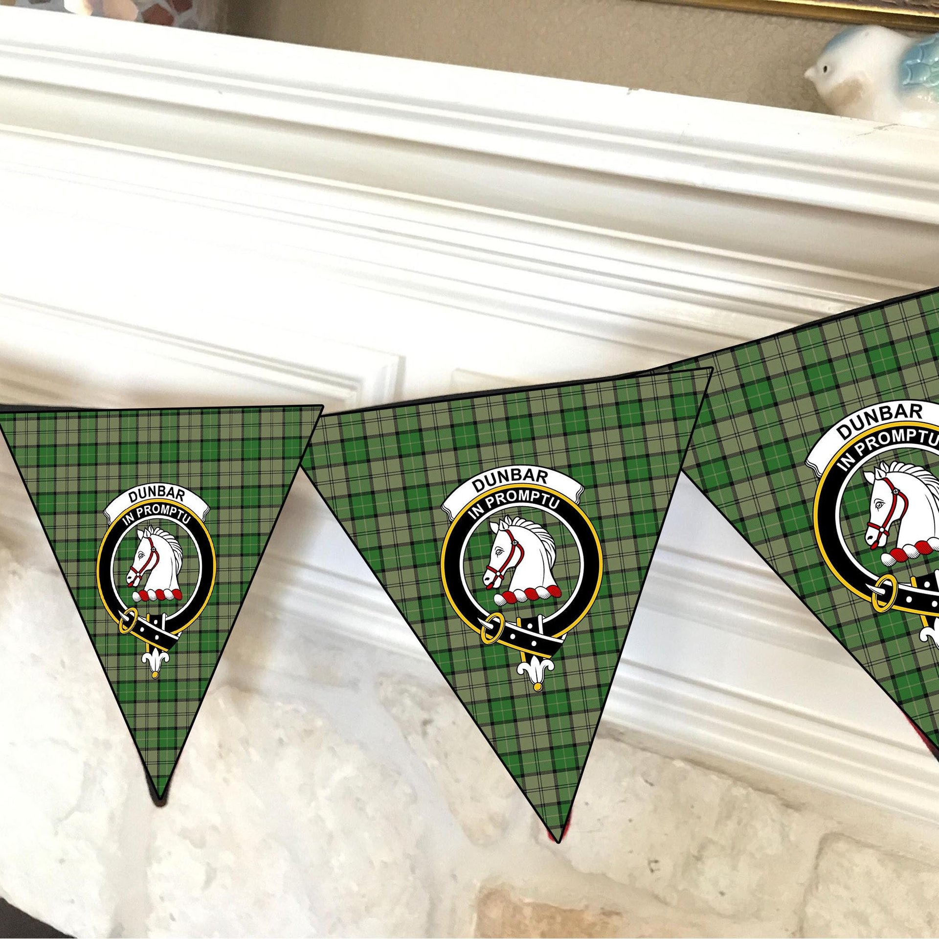 ScotsTee Shop Scottish Dunbar Hunting Ancient Crest Tartan Triangle Flags Tartan Bunting, Pennants (12pcs)