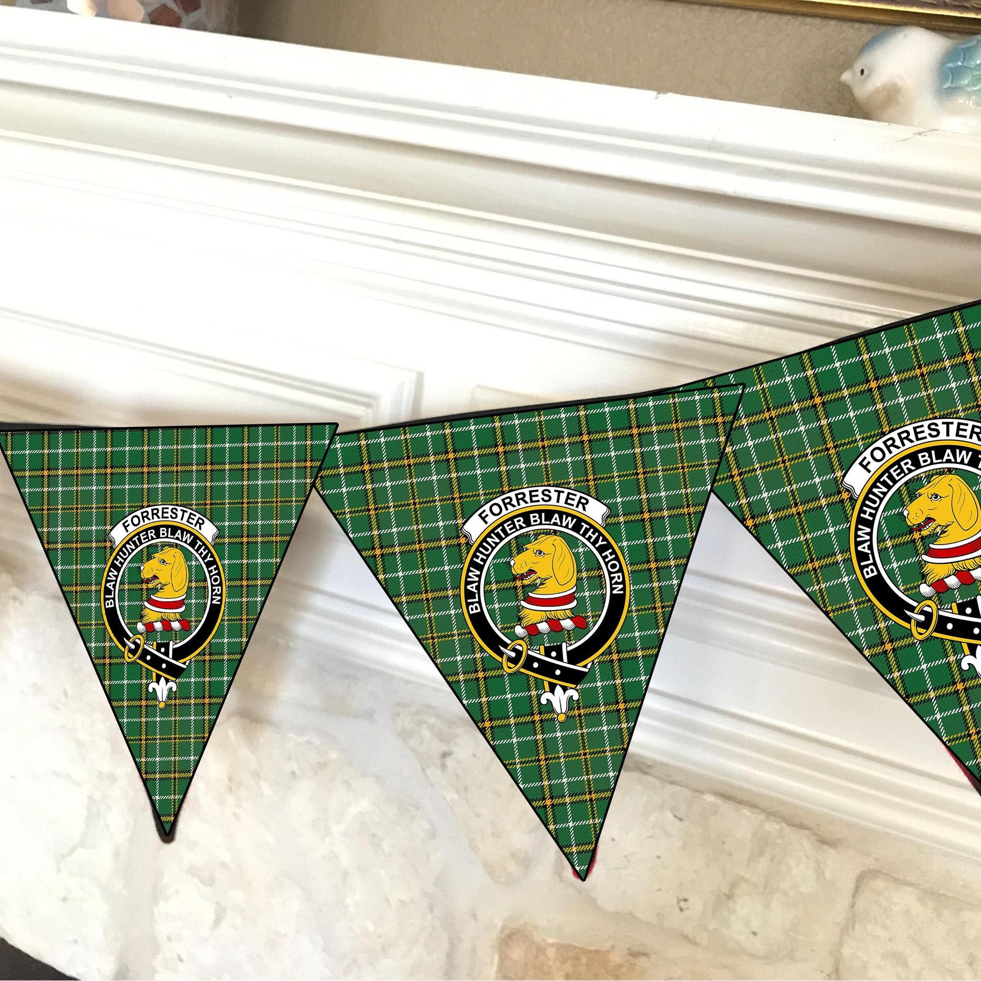 ScotsTee Shop Scottish Forrester Hunting Ancient Crest Tartan Triangle Flags Tartan Bunting, Pennants (12pcs)