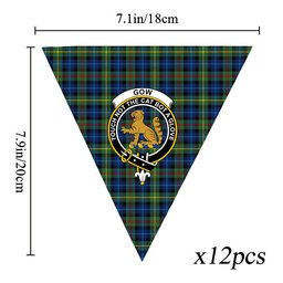 ScotsTee Shop Scottish Gow Hunting Modern Crest Tartan Triangle Flags Tartan Bunting, Pennants (12pcs)