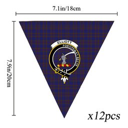 ScotsTee Shop Scottish Elliot Crest Tartan Triangle Flags Tartan Bunting, Pennants (12pcs)